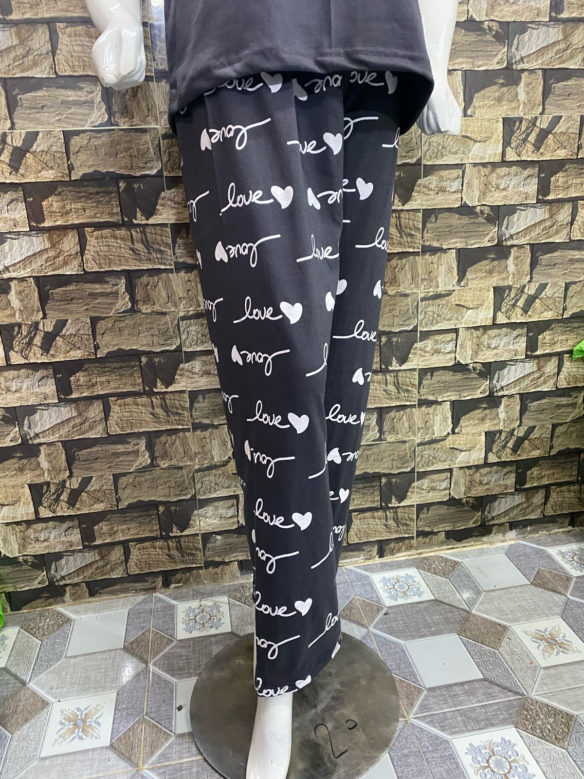 Grey Love Printed Night Suit