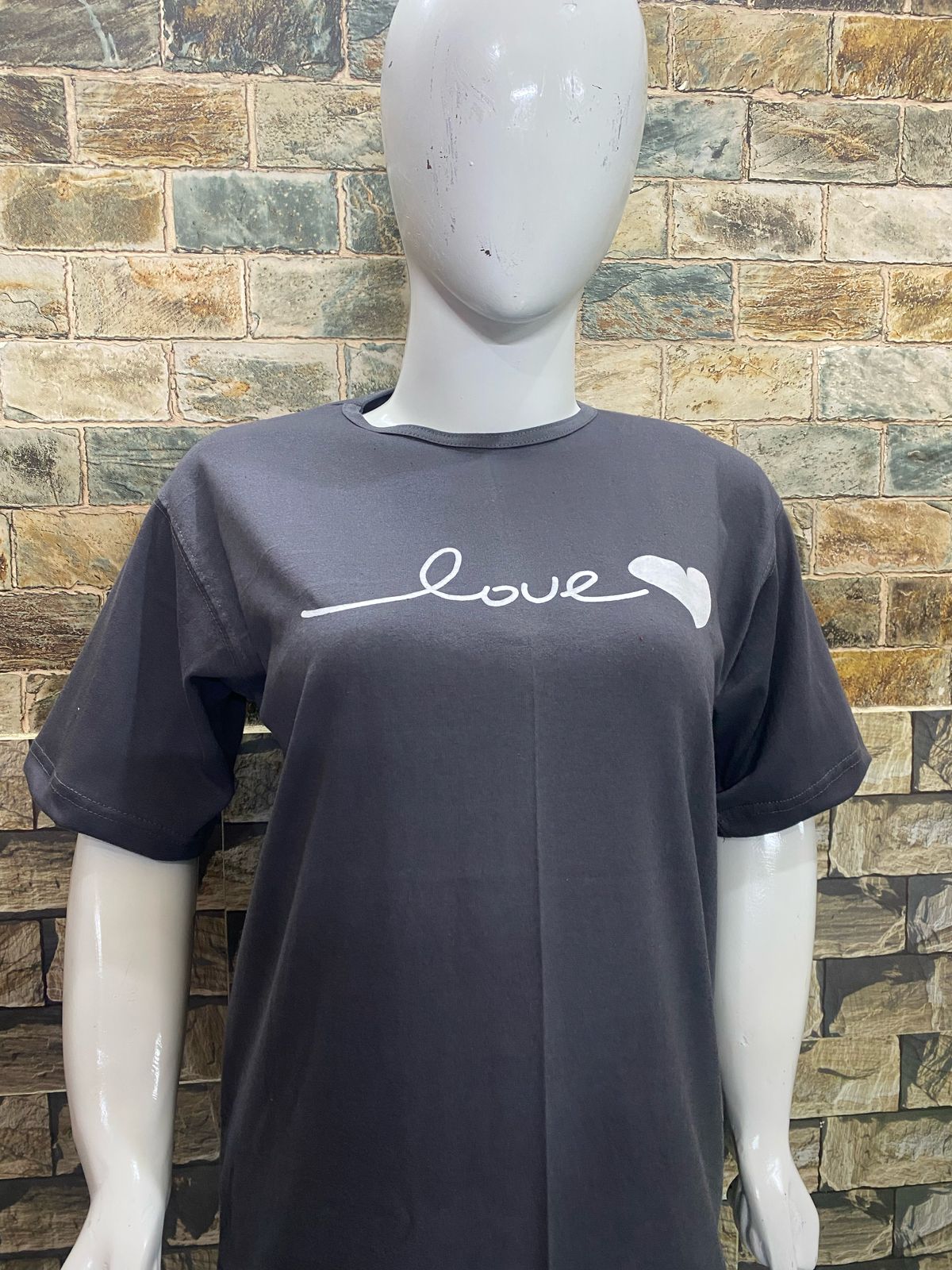 Grey Love Printed Night Suit