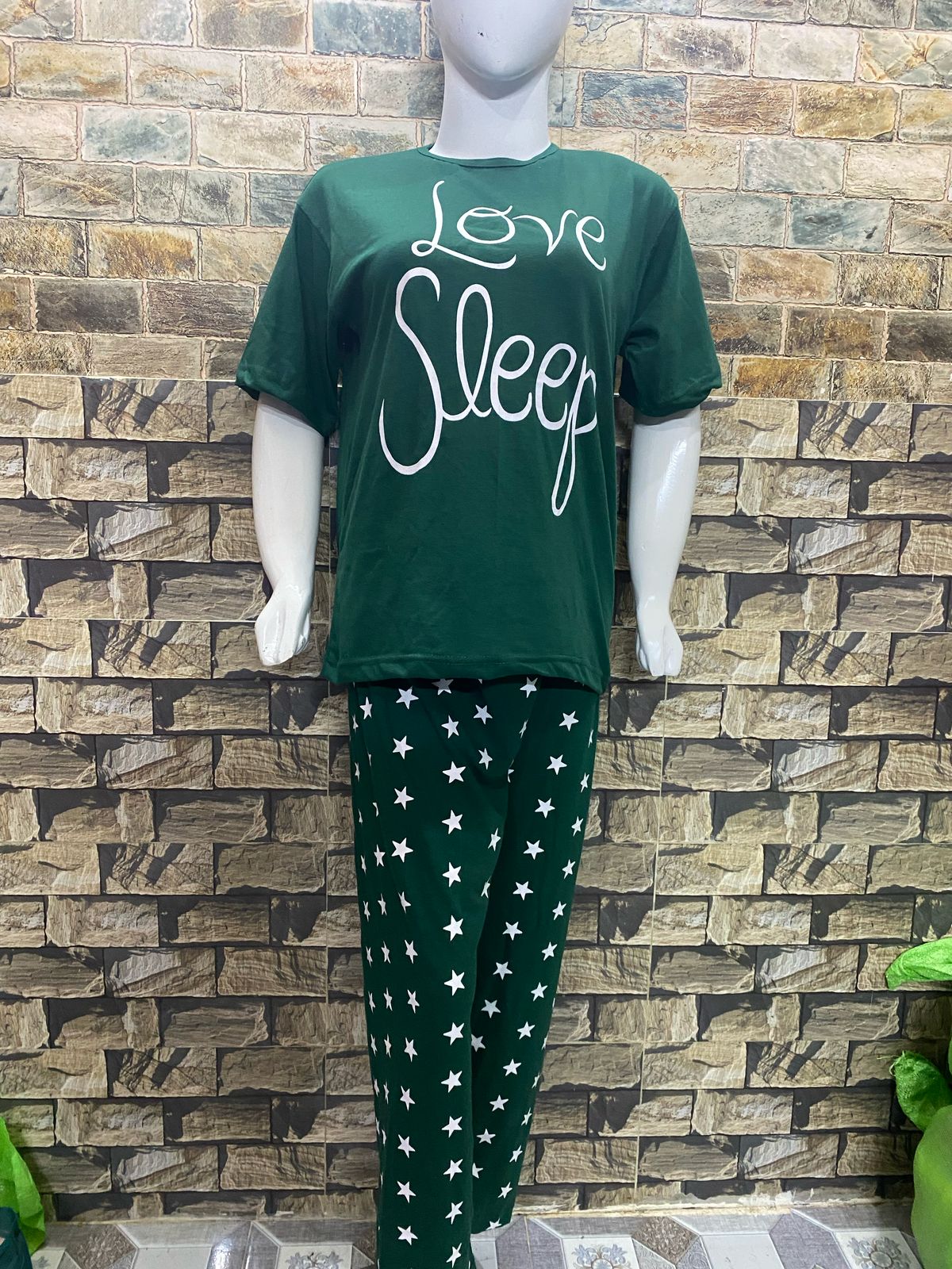 Green Love Sleep Printed Night Suit