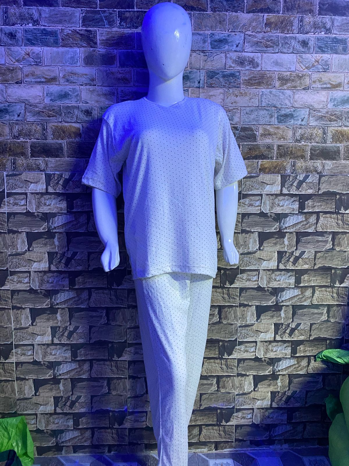 White Dotted Printed Night Suit