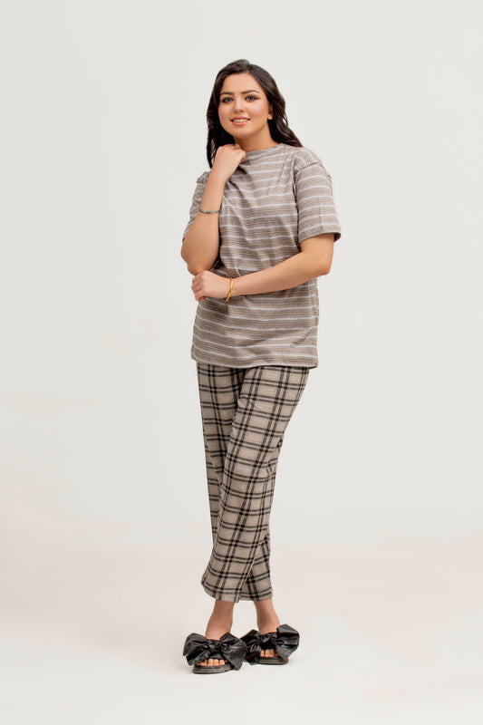 Brown Stripes Night Suit