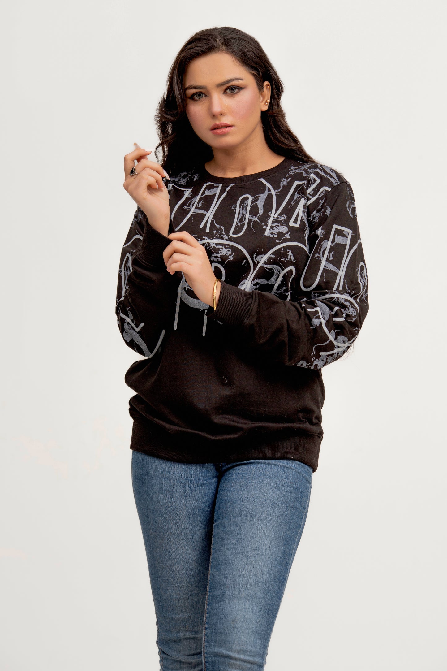 Black Printed Sweatshirt