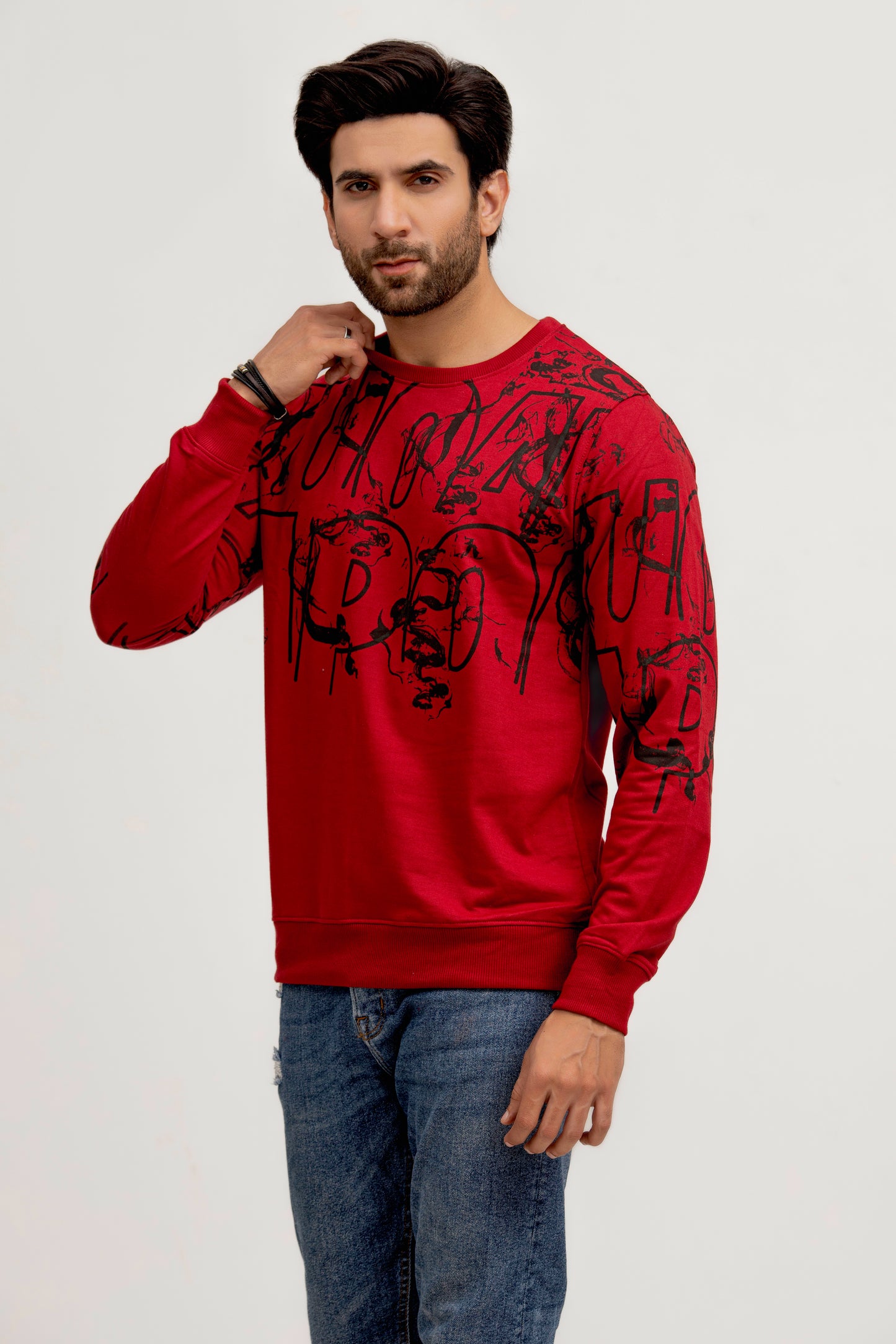 Maroon Printed Sweatshirt