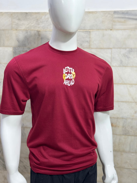Maroon Printed Drop Shoulder