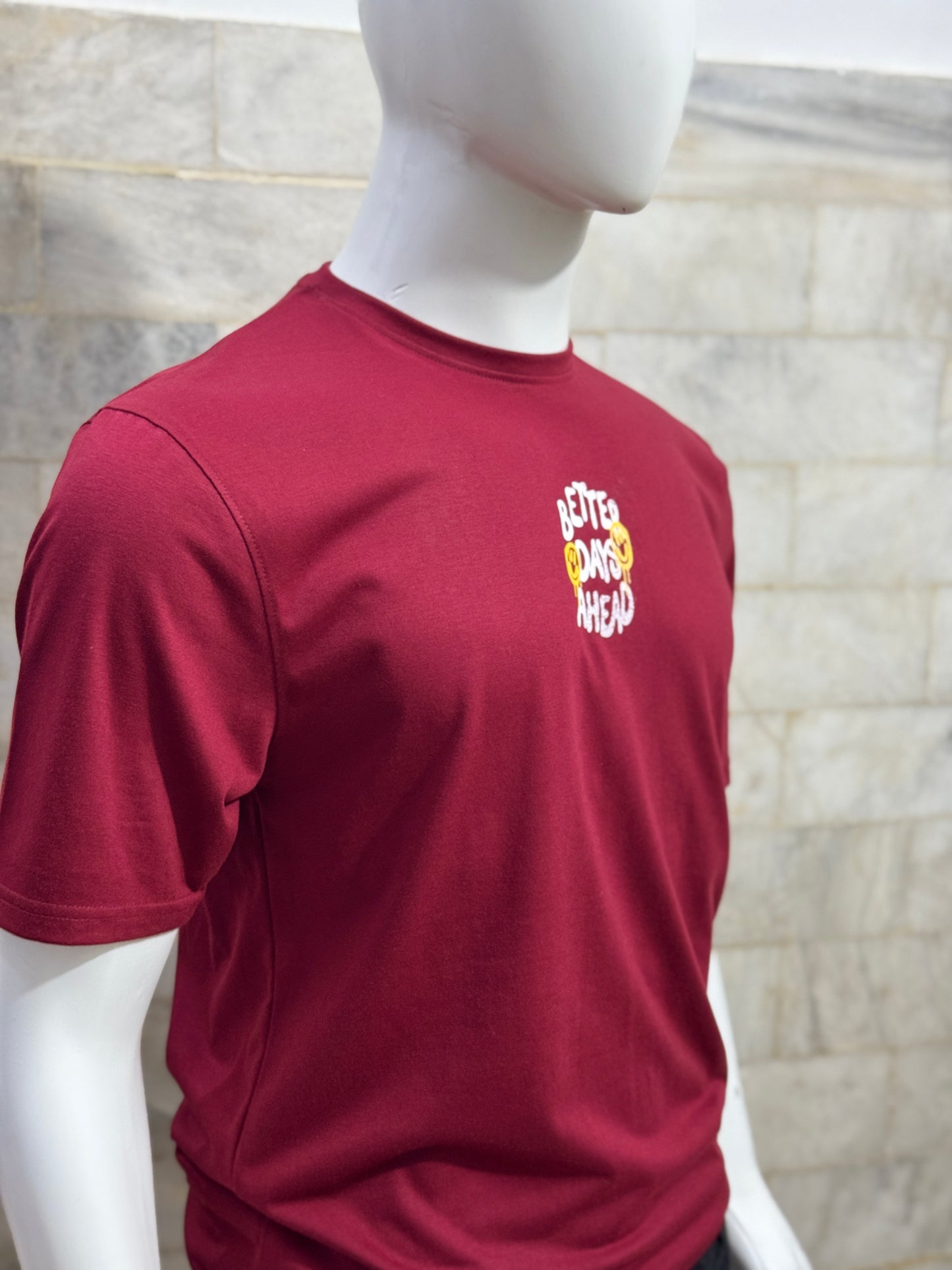 Maroon Printed Drop Shoulder