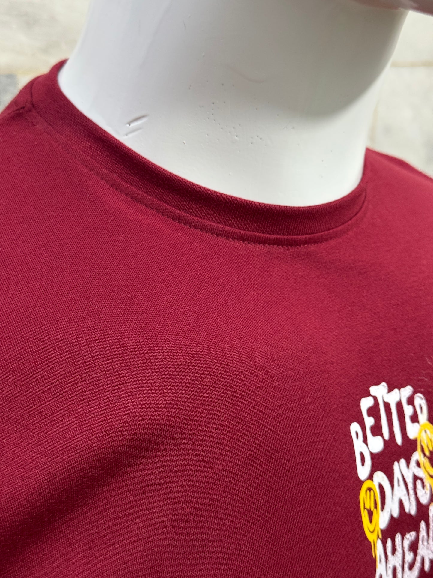 Maroon Printed Drop Shoulder