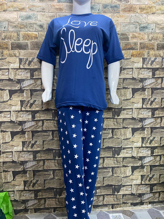 Blue Love Sleep Printed Night Suit