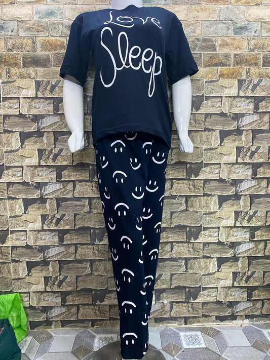 Dark Gray Love Sleep Printed Night Suit