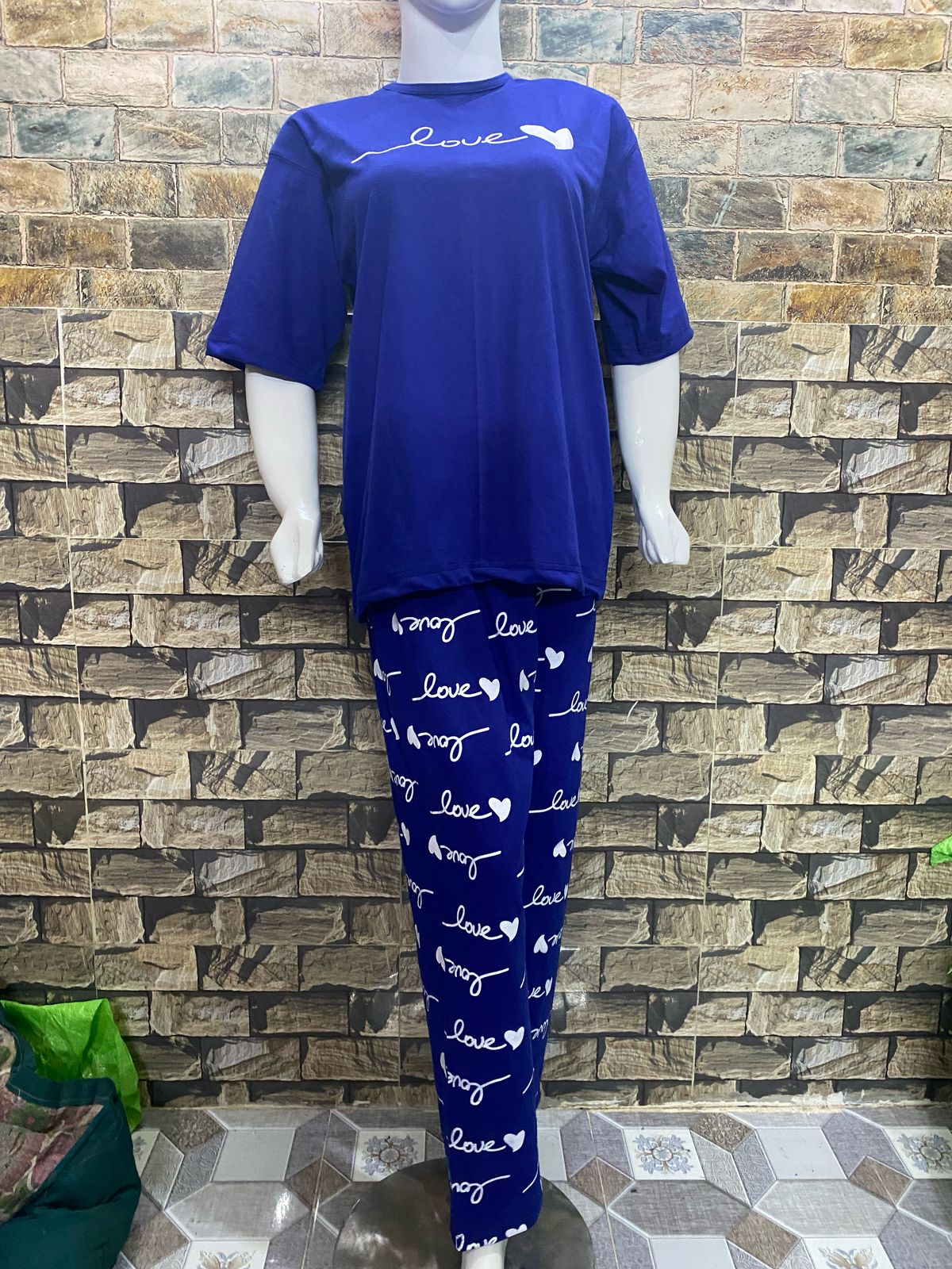 Blue Love Printed Night Suit