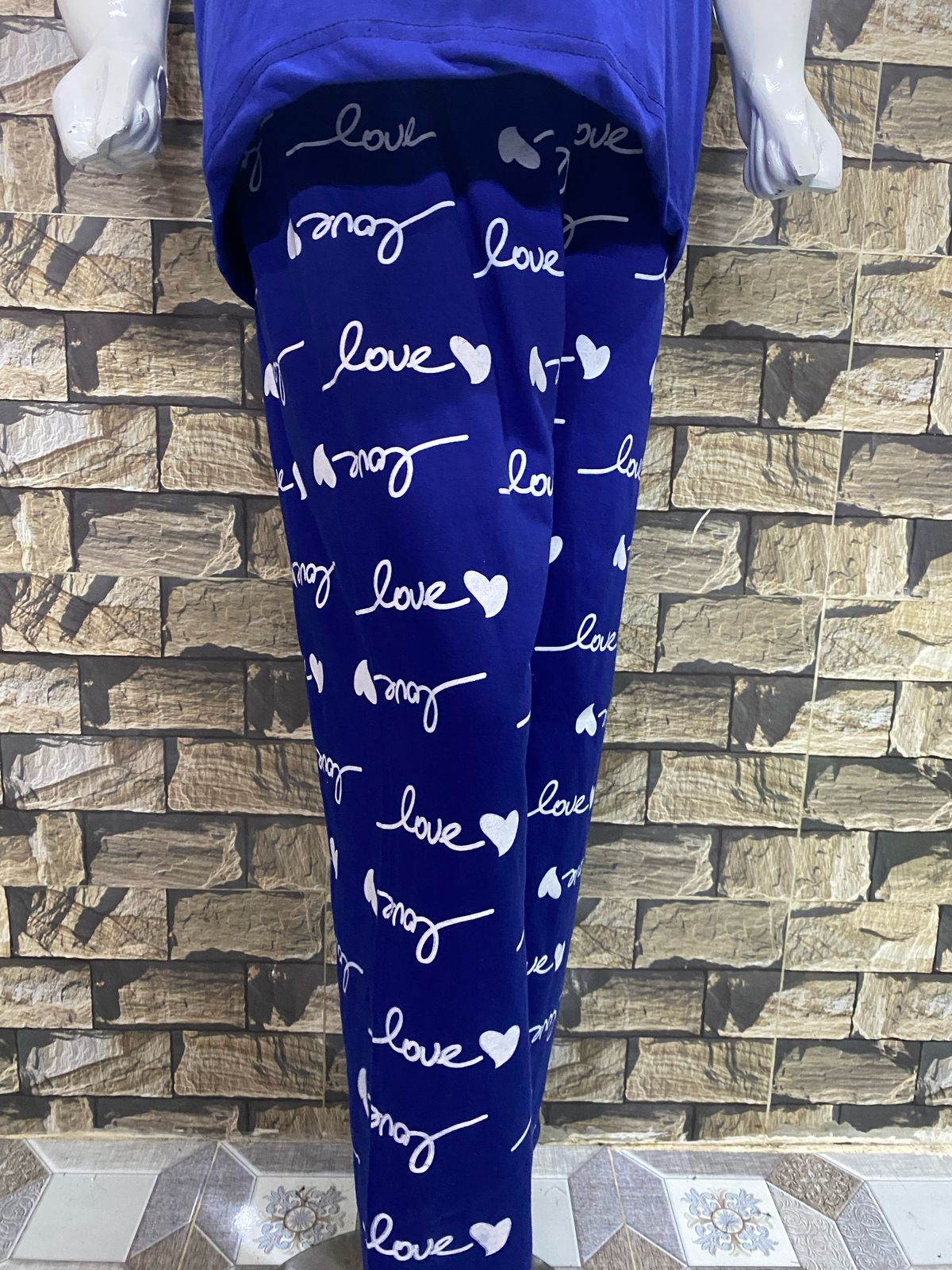 Blue Love Printed Night Suit